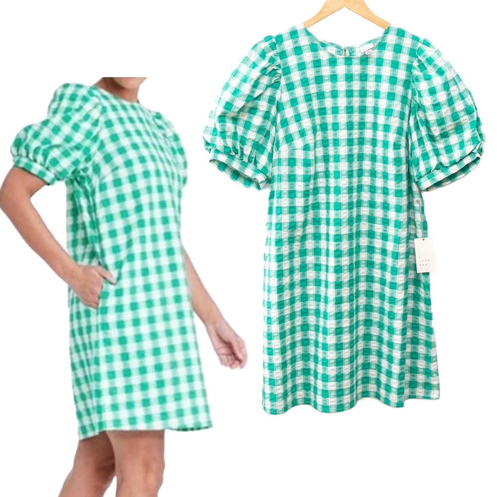 a new day Green and White Checkered Mini Dress